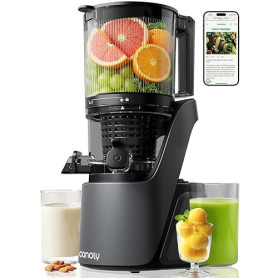 Canoly Extracteur de jus avec Extra Large Goulot (150 mm) et Tamis 3-en-1 pour Jus, Sorbets et Lait Végétal - Moteur AC Traite l