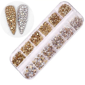 1400 Pièces Pierres Précieuses Adhésif Strass Cristal Autocollants, Acrylique Coloré 3D Strass à Ongles Art Décorations Acryliqu