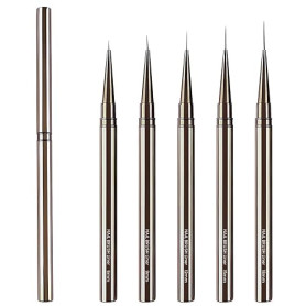 Lokaloka 6/9/12/15/18mm Pinceau Nail Art Ongles Professionnel avec Capuchon, 5 Pièces Pinceaux Extra Fine Ultra Fin Liner Set po