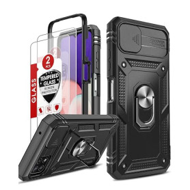 LeYi Coque pour Samsung Galaxy A22 5G avec 2 Verre Trempé, 360 Full Body Protection de la Caméra en PC Dur Anti-Chut Renforcée A