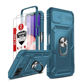 LeYi Coque pour Samsung Galaxy A22 5G avec 2 Verre Trempé, 360 Full Body Protection de la Caméra en PC Dur Anti-Chut Renforcée A