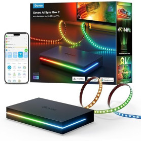 Govee HDMI 2.1 Sync Box AI Kit 2, Compris Rétroéclairage du TV, Prend en Charge 8K@60Hz, 4K@144Hz, VRR et ALLM, Fonctionne avec