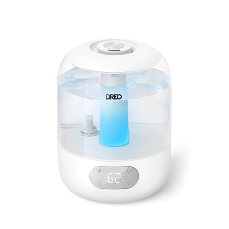 Dreo 3L Humidificateur Bébé Silencieux 26dB avec Capteur d’Humidité, Brume Fraîche Ultrasonique, Buse 360°, 30H Autonomie, Diffu