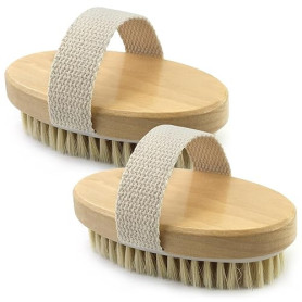 2 Pièces Brosse à sec pour le corps, Brosse exfoliante physique, Brosse masseuse pour le drainage lymphatique, brosse de bain à