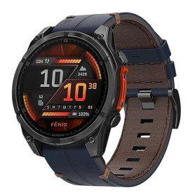 Bracelet en Cuir Garmin Fenix 8 51mm/Fenix 7X/7X Pro/6X/6X Pro/5X Plus/5X/ Fenix 3/3 HR 26mm QuickFit Remplacement Bracelet pour