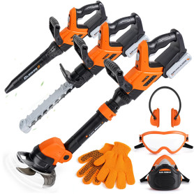 Outils de Jardin pour Enfants 3 en 1 - Débroussailleuse Enfant, Souffleur Enfant & Tronconneuse Enfant, Jouets de Jeu Imaginaire