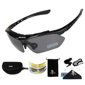 FREE SOLDIER Lunettes Homme de Cyclisme Lunettes anti-UV400 Tactiques Militaires 5 en 1 Lunette Peche pour VTT Airsoft Course à