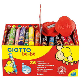 GIOTTO be-bè - Schoolpack 36 maxi crayons de couleur + 3 taille-crayons