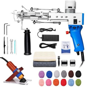 ZOWWFAST Kit de pistolet à tufting avec tondeuse à tapis, fil et chiffon à tufter, kit de pistolets à tufting pour tapis à haute
