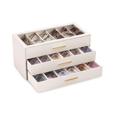 Lolalet Coffret Élégant pour Collection de Lunettes de Soleil, Organisateur avec Tiroirs et Couvercle Transparent