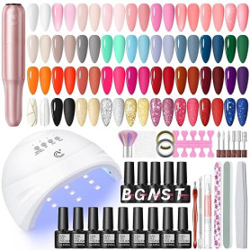 COSCELIA 40PCS Kit Ongle Gel UV Complet avec Ponceuse pour Ongles Lampe UV,35 Couleurs Vernis Semi Permanent Base et Top Coat Dé