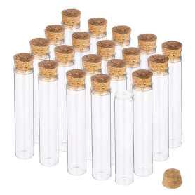 BENECREAT 20PCS 30ml Tube à essai en Verre avec Bouchon en liège Clair Plat Mini Bouteilles en Verre bocaux pour Laboratoire, Pa