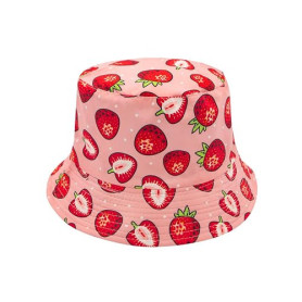 YAMEIZE Chapeau Seau Fraise pour Femme - Chapeau Fille Charlotte Aux Fraises Chapeau Seau Mignon Rose Plage été Extérieur