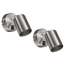 ledscom.de 2 pièces Applique WAIKA, interrupteur, inox mat, ronde, 1x GU10 max. 60W