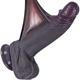 Petit gode noir de 19 cm pour débutants, réaliste avec prépuce mobile, en silicone double densité, petit gode anal mignon, vento