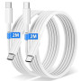 Câble USB C vers USB C pour iPhone 17/16/15/Pro Max/Plus,iPad Pro/Air/MacBook, [2M/Lot de 2] 60W Câble USBC Charge Rapide Nylon