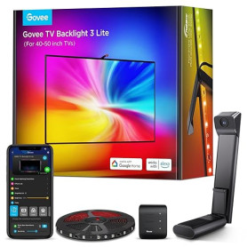 Govee TV Backlight 3 Lite avec Correction Fisheye, Synchronisation pour Téléviseur 40-50 pouces, Ruban à LED Ambilight RGBICW 2,