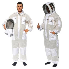 Best Bee Combinaison Apiculteur Ventilée, Tissu Épais en 3 couches, Fermeture Éclair robuste, Capuche Amovible, Poches Pour Out