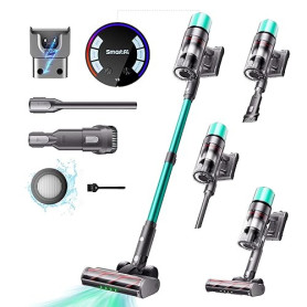 SmartAI V5 Aspirateur Balai sans Fil, 55Kpa/600W/80Mins Aspirateur sans Fil Puissant, Autoportant Aspirateur Balai, Autonomie Ul