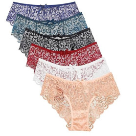 HAGOT Culottes en Dentelle pour Femmes, Lot de 6 Slip Taille Basse, Sous-vêtement Sexy, Soft Lace, Ultra Minces