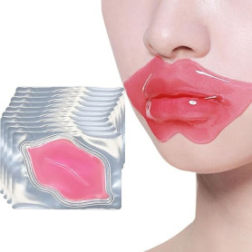 QOMJUFA 10 pcs Masque pour Les Lèvres,Masques à Lèvres en Cristal de Collagène,Masque à Lèvres,Masque à Lèvres au Collagène,Patc