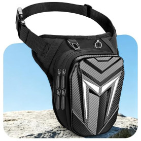Mohard Sacoche de Jambe Moto, Sac d'Équipement Moto Jambe Réglable pour Femme Homme, Stockage Extensible & Bande Réfléchissante,