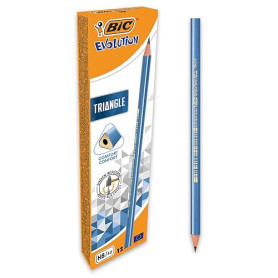 BIC Evolution Triangle Crayons à Papier Triangulaires, HB, Papeterie Indispensable, Resiste Aux Chocs, Boîte de 12