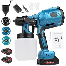 Pulvérisateur Kit de Peinture sans Fil 1000Ml, 500W Makita21V Pistolet Pulvérisateur Électrique HVLP Fonctionnant sur Batterie a