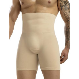 MISS MOLY Short de compression pour homme - Taille haute - Sans couture - Sous-vêtement gainant - Contrôle du ventre - Style rét