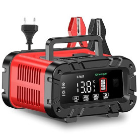 20A Chargeur de Batterie Voiture 12V/24V Auto Intelligent avec Écran LCD pour Voiture Moto Camion, LiFePO4, AGM, Gel, Wet