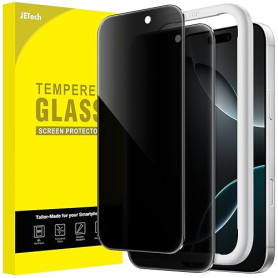 JETech Protection D'écran Anti-Espion pour iPhone 16 Pro 6,3 Pouces, Film en Verre Trempé avec Outil d'Installation Facile, Lot