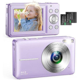 Appareil Photo numérique 1080p, Appareil Photo 44MP avec écran LCD de 2,4", Zoom numérique 16x et Fonction Anti-tremblement, App