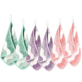 PHOGARY 6 Gants de Toilette en Microfibre, Serviette Visage Skincare pour Lingette Demaquillante, Petite Serviette Main de Toile
