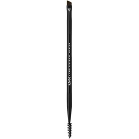 NYX Professional Makeup Pinceau à Sourcils Double-Embout Pro avec Goupillon et Pinceau Biseauté, Noir