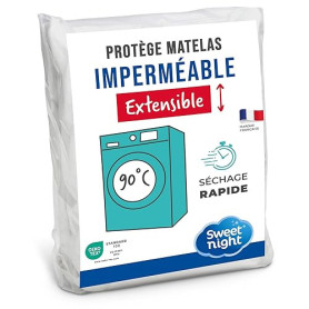 SWEET NIGHT - Protège-Matelas 120x200 cm Imperméable - Alèse Lavable en Machine 90°C - Respirant & Silencieux - Forme Drap-Houss