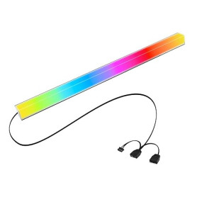 ELFJMZP Bande ARGB de 24 LED avec adhérence magnétique, 5 V 4 broches adressable en aluminium noir + étui de diffusion de la lum
