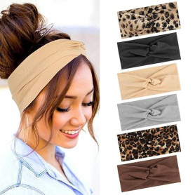 AOOSA 6 Pcs Bandeau Cheveux Femme Boho, Antidérapant Bandeaux Mode Pour Femmes, Cross Noué Bande de Cheveux, Large Élastique Dou