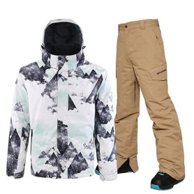HOTIAN Ensemble Veste Et Pantalon De Ski Pour Homme ImperméAble Stare Al Caldo Coupe Vent Pour L'Hiver Et La Neige