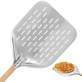 WYYFXY® Pelle À Pizza Perforée Grande Pelle A Pizza 30 cm × 40 cm Spatule Pizza Avec Poignée En Bois Amovible De 38 cm, Glisse F