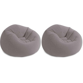 Intex Fauteuil Gonflable Beanless Bag - Pouf - 114 x 114 x 71 cm, Gris (Lot de 2)