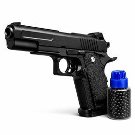 Pistolet Métal – Airsoft à Billes Noir – Taille 23cm &17cm – avec 400 Billes et Distributeur Inclus – Réplique Airsoft Puissance