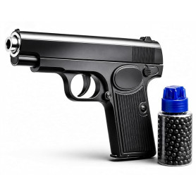 Pistolet Métal – Airsoft à Billes Noir – Taille 23cm &17cm – avec 400 Billes et Distributeur Inclus – Réplique Airsoft Puissance