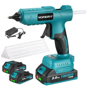 Yofidra Pistolet à Colle Chaude sans Fil 100W - Pistolet à Colle Chaude avec 10 Bâtons de Colle (11mm), 2 Batteries 2,0Ah et Cha