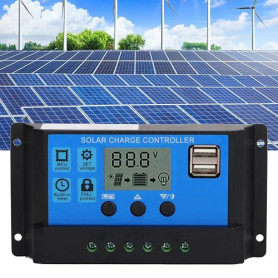Contrôleur de Charge Solaire MPPT 100A 12V/24V Régulateur Intelligent avec Écran LCD Bluetooth et Paramètre Automatique pour Sys