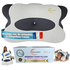 SOLAURENT MorphéaLux® Oreiller Ergonomique Cervical Anti-Douleur, Coussin Nuque Orthopédique, Forme Papillon Toute Position, Ant