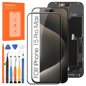 Arbilato Écran LCD pour iPhone 15 Pro Max Ecran Tactile Digitizer Assemblée avec Réparation Kit pour iPhone A2849 A3105 A3108 A3