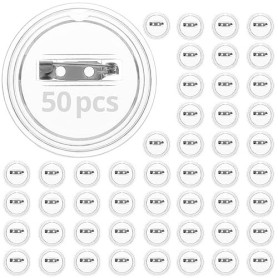 QWORK® 50 Pièces Badge Personnalisable - 38 mm - Badges Transparent en Acrylique pour Activités Créatives