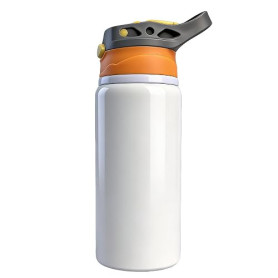 MR.R Sublimation Blanks Yellow Cap White Sports Aluminium Bottle Portable Drinking Lid 600 ml Heat Press Transfer Printing