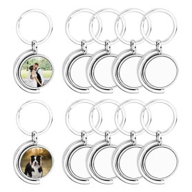 Diakey Lot de 10 porte-clés vierges en métal par sublimation - Rotation à 360° - Double face - Transfert de chaleur - Porte-clés