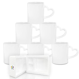 MR.R Ensemble de 6 tasses à café en porcelaine blanche pour sublimation Passe au lave-vaisselle Tasse à boire en céramique class
